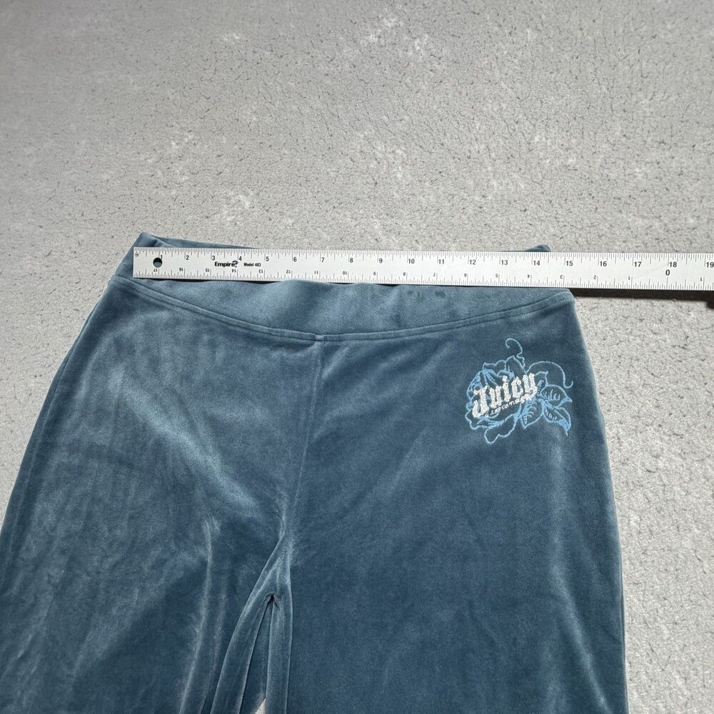 Juicy Couture Pants Womens Medium Teal Velour Retro Style Y2K Stretch Athleisure - Picture 5 of 12